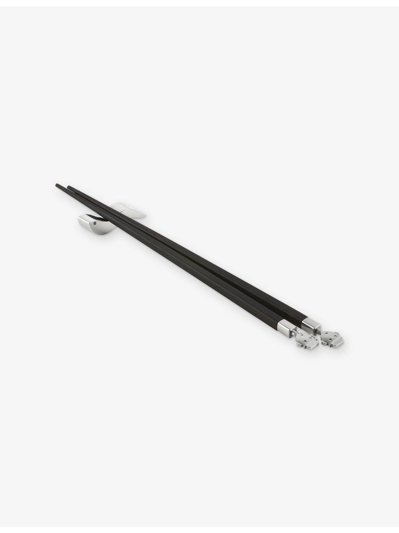 Alessi wood and stainless steel chopsticks and stand set 24cm, UK version