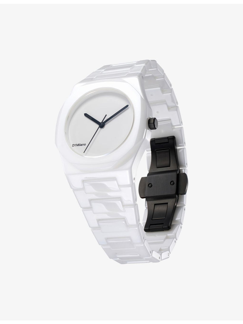 D1 Milano Pure White ceramic watch 37mm, UK version