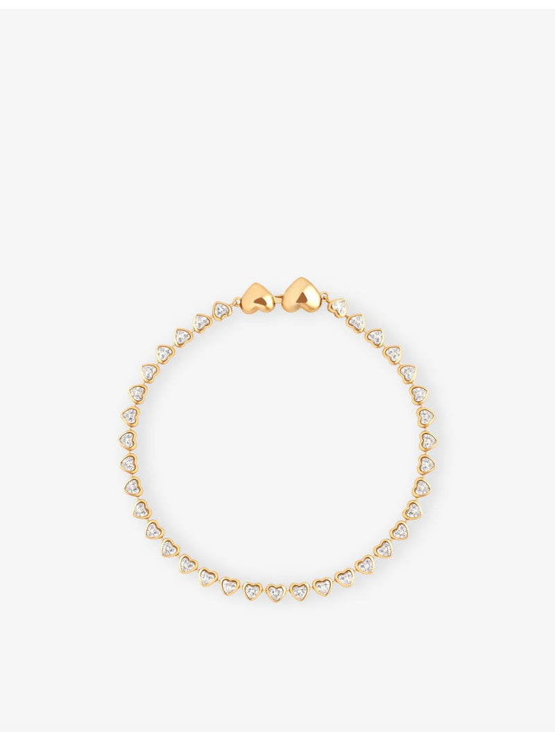 Astrid & Miyu heart bezel tennis bracelet in gold-plated brass, UK version