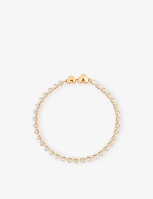 Astrid & Miyu Heart Bezel Tennis Bracelet, 18ct Yellow Gold-Plated Brass and Cubic Zirconia