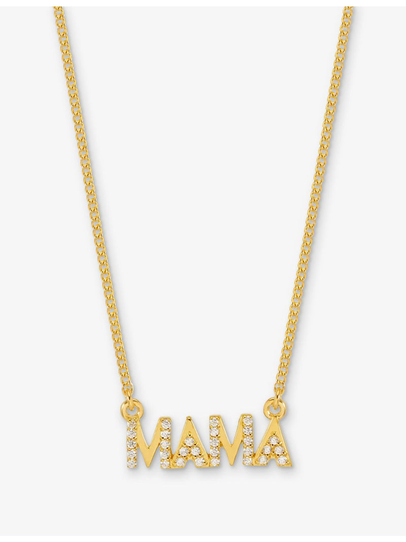 Rachel Jackson gold-plated sterling silver Mama necklace with cubic zirconia (British brand)