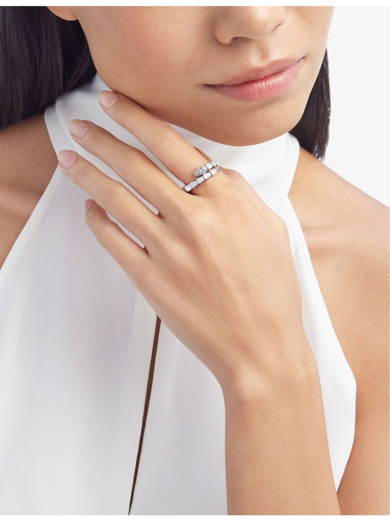 Bvlgari Serpenti Viper 18ct white gold diamond ring (British brand)