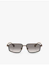 selfridges Brunello Cucinelli Jarama Irregular-Frame Titanium Sunglasses- Buy online at McGrocer