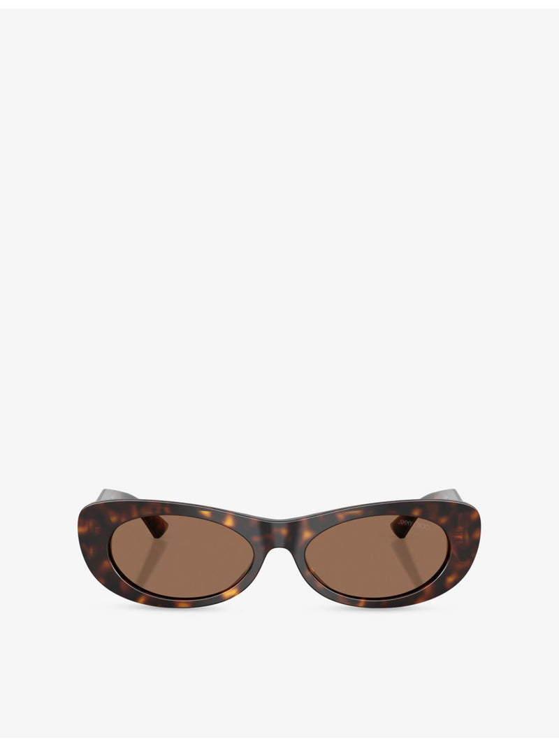 Jimmy Choo oval-frame acetate sunglasses with tortoiseshell finish (British brand)