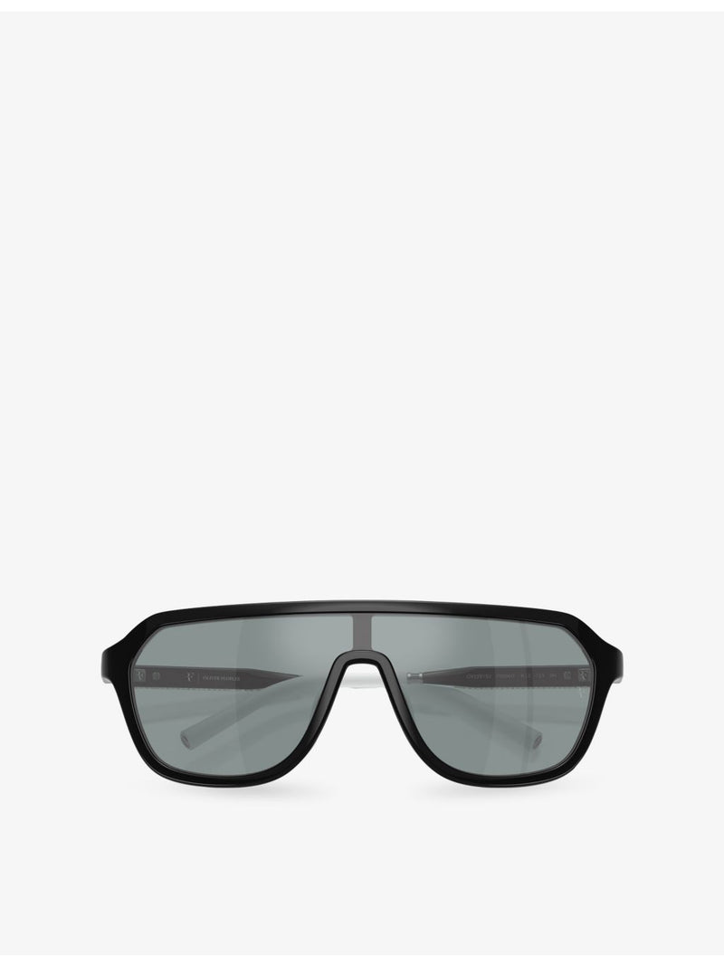 Oliver Peoples OV5591SU shield-frame acetate sunglasses, UK version