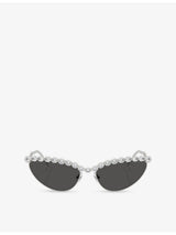 selfridges Swarovski SK7030 Cat-Eye Metal Sunglasses- Buy online at McGrocer