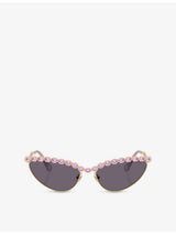selfridges Swarovski SK7030 Cat Eye Metal Sunglasses- Buy online at McGrocer