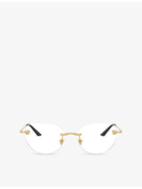 selfridges Versace VE1305 Round-Frame Metal Optical Glasses- Buy online at McGrocer