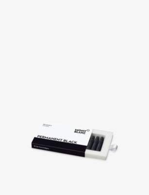 Montblanc permanent black ink cartridges, pack of eight 20g - British product