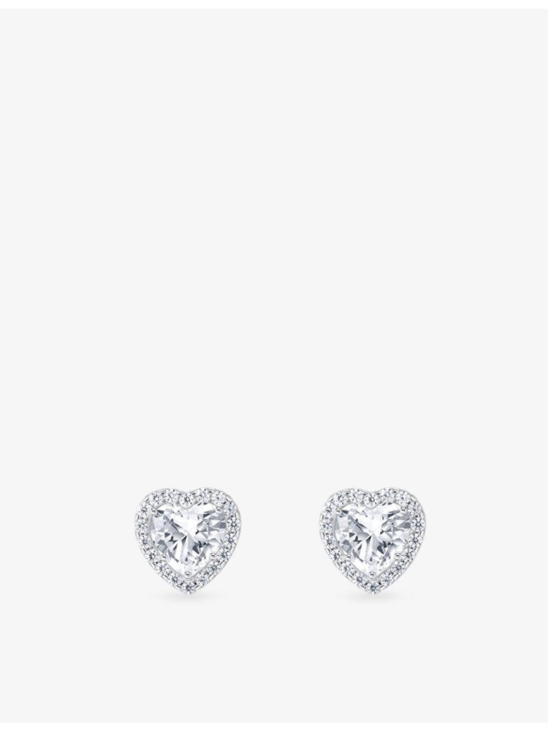 Thomas Sabo sterling silver heart stud earrings with cubic zirconia, UK version