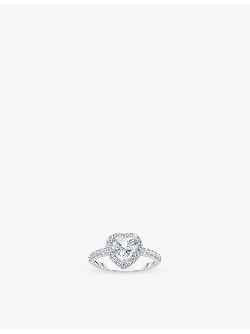Thomas Sabo heart-shaped halo 925 sterling silver ring 2mm (British brand)