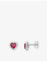 selfridges THOMAS SABO True Romance Heart Sterling Silver Lab-Grown Ruby and Cubic Zirconia Stud Earrings 9mm- Buy online at McGrocer