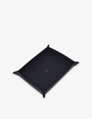 Smythson large rectangular leather trinket tray 26x18cm, UK version