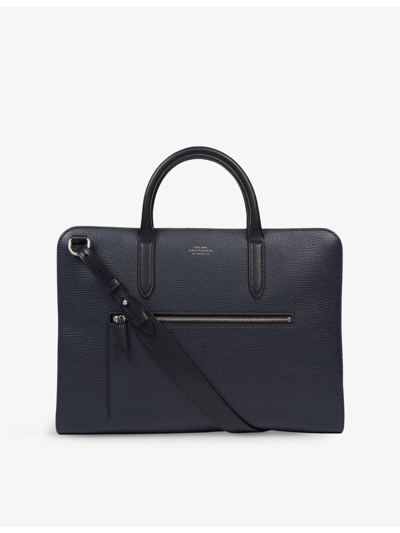 Smythson ultra-slim grained-leather briefcase, imported from the UK