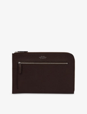 Smythson black leather flat travel organiser, UK version