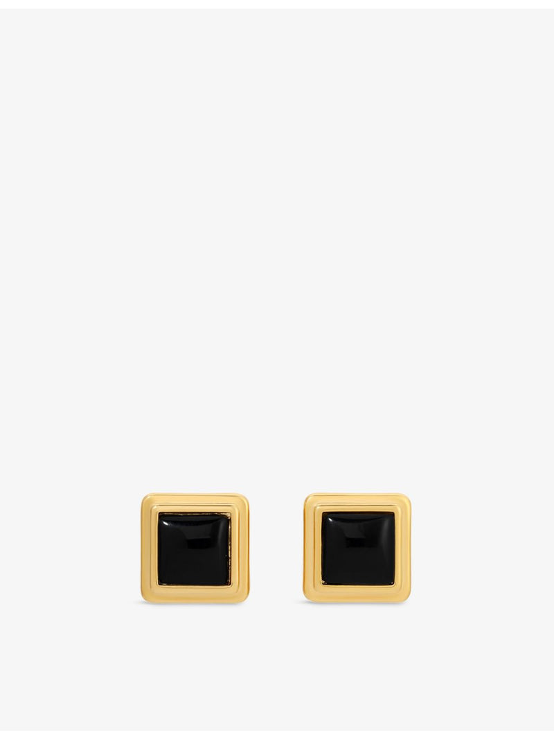 Heaven Mayhem Archer gold stud earrings with black enamel - British product