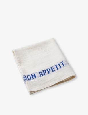 Charvet Editions Bon Appetit linen napkin 45x35cm, imported from the UK