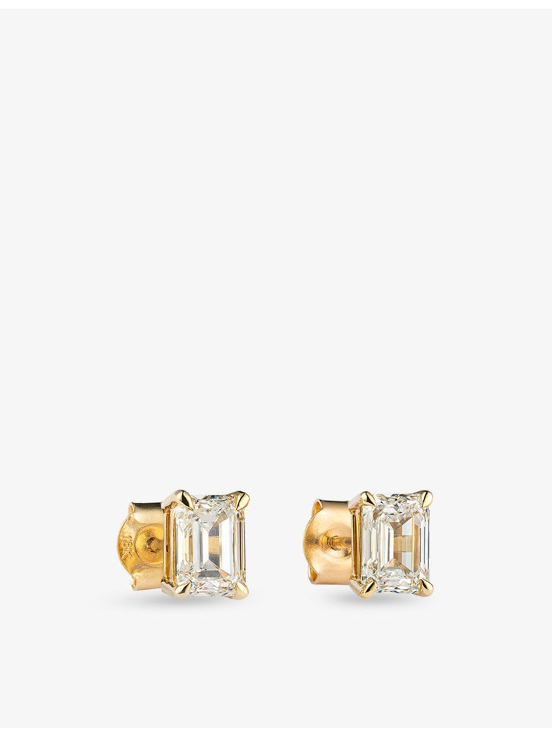 The Diamond Lab 18ct yellow gold emerald-cut diamond earrings 1.70ct, UK version