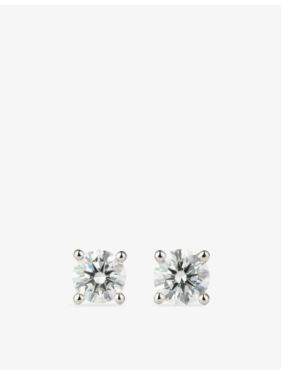 selfridges The Diamond Lab Timeless 18ct White Gold 2.03ct Round-Brilliant Lab-Grown Diamond Earrings- Buy online at McGrocer