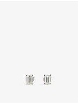 selfridges The Diamond Lab Timeless 18ct White Gold and 1.70ct Emerald Cut Lab-Grown Diamond Earrings- Buy online at McGrocer
