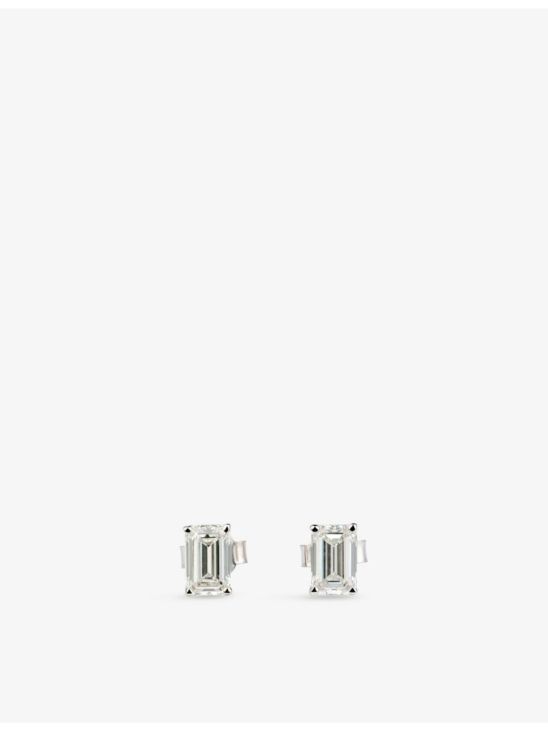 The Diamond Lab 1.70ct emerald-cut diamond earrings 18ct white gold, UK version