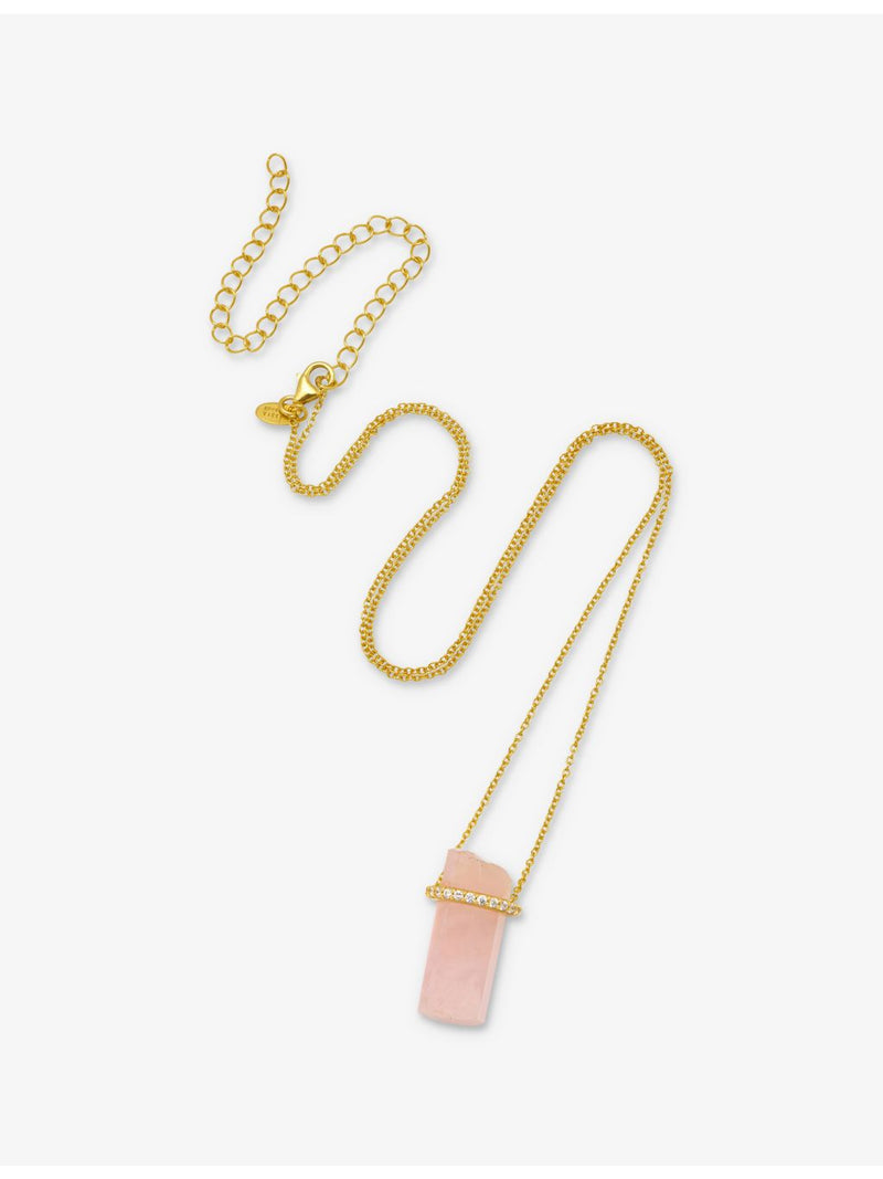 Assya London 18ct yellow gold vermeil rose quartz necklace, UK version