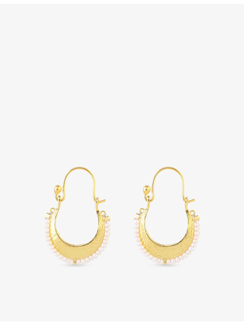 Ece London 22ct yellow gold vermeil pearl earrings 3.5cm (British brand)