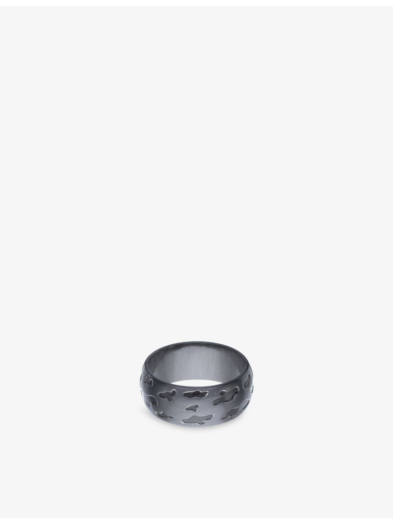 Biiju leopard ring in black rhodium-plated sterling silver, UK version