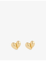 selfridges Bottega Veneta Drop Heart 18ct Yellow Gold-Plated Sterling-Silver Stud Earrings 25mm- Buy online at McGrocer