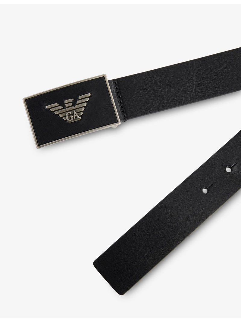 Emporio Armani branded-buckle leather belt, UK version