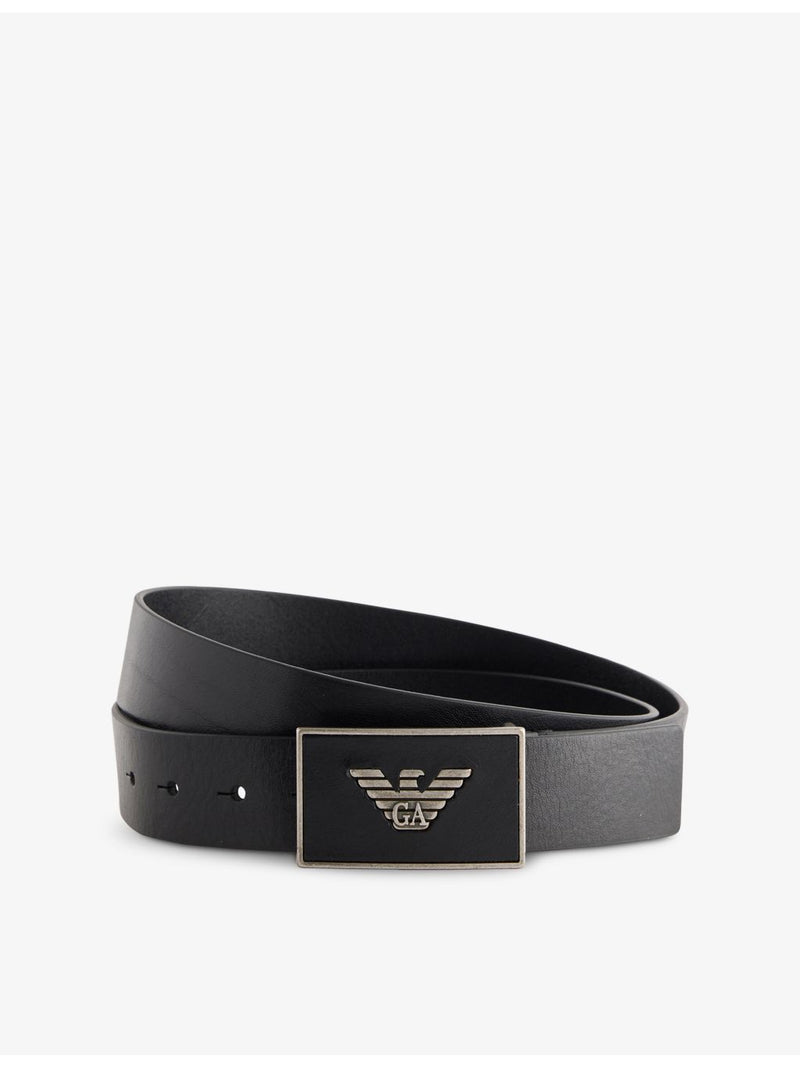 Emporio Armani branded-buckle leather belt, UK version