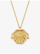 selfridges Astley Clarke Celestial Sunrise Spinner White Sapphire 18ct Gold Plated Sterling Silver Locket Necklace 40.6-45cm- Buy online at McGrocer