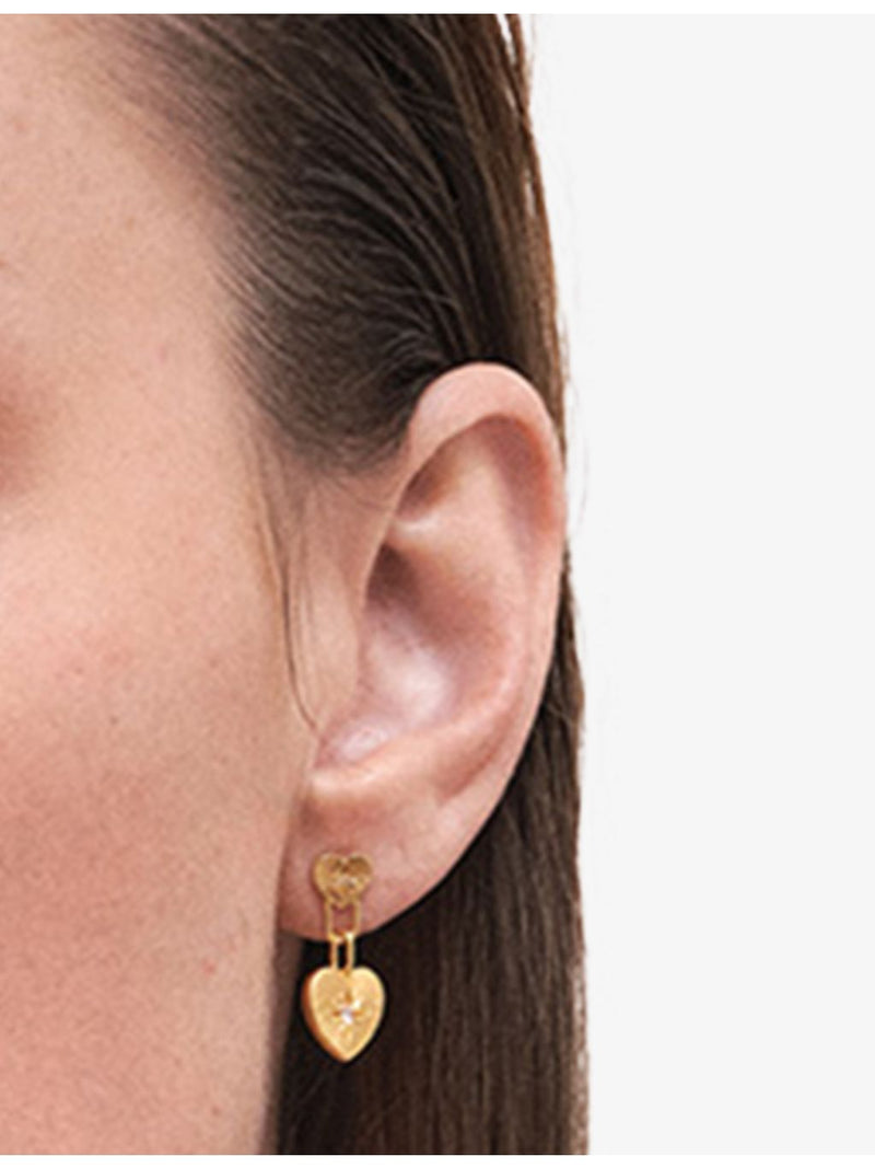 Astley Clarke double heart white sapphire drop earrings - British product