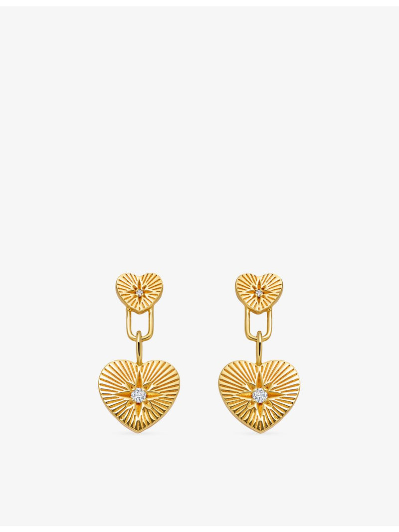 Astley Clarke double heart white sapphire drop earrings - British product