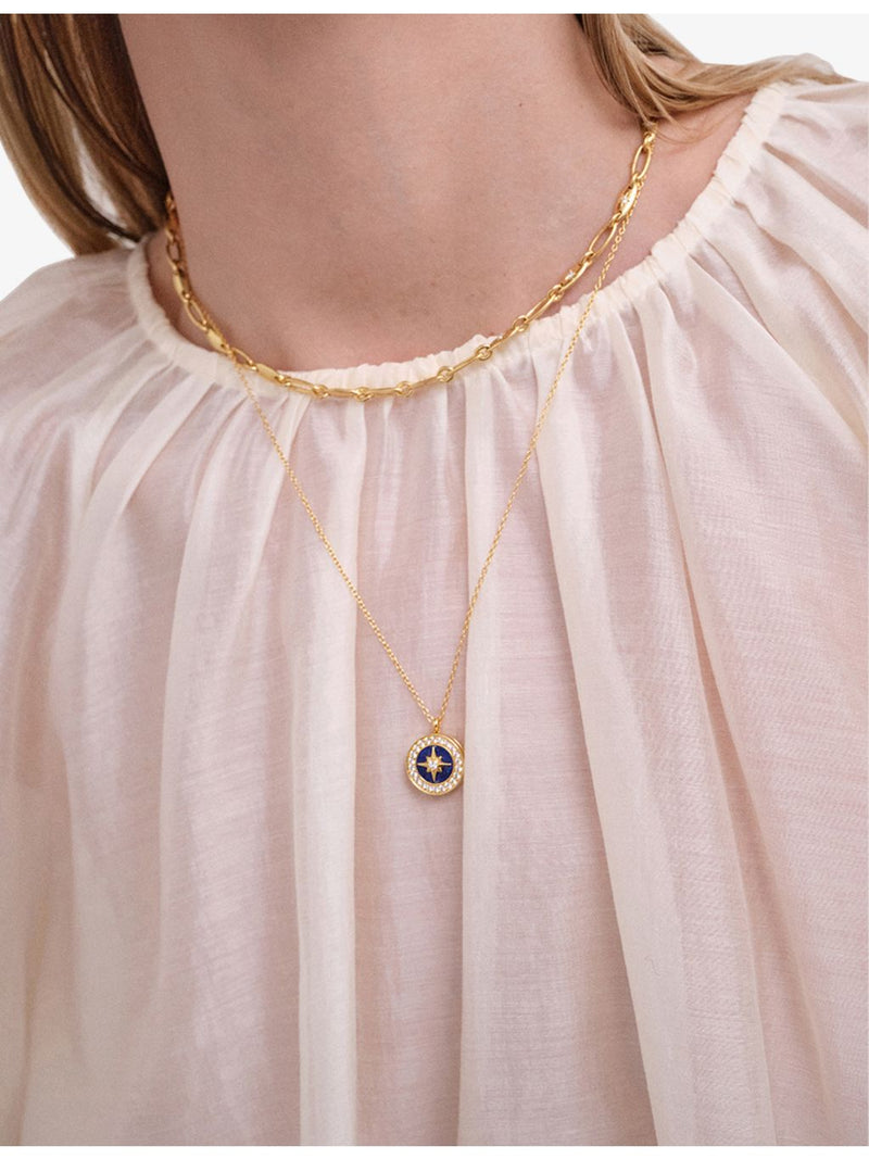 Astley Clarke gold-plated locket necklace with lapis and white sapphire - British product
