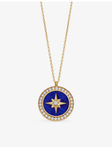 selfridges Astley Clarke Polaris Large 18ct Yellow-Gold Plated Sterling-Silver Lapis and White Sapphire Locket Necklace- Buy online at McGrocer