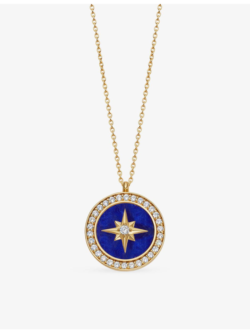 Astley Clarke gold plated lapis white sapphire locket necklace, UK version