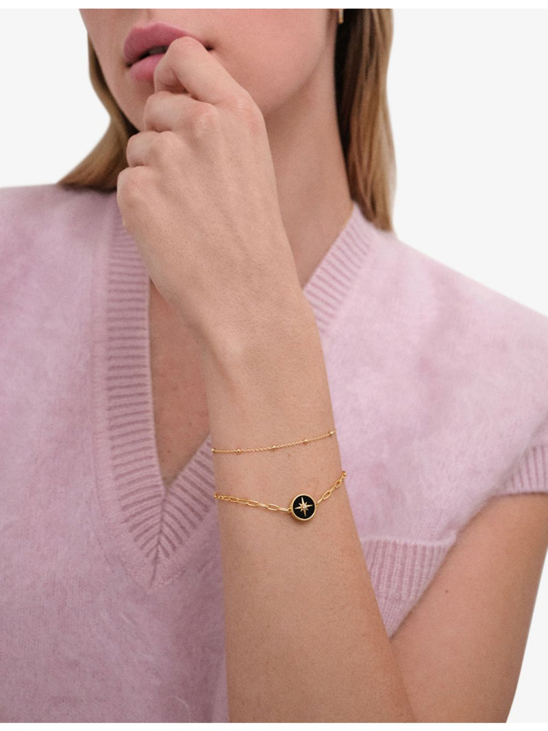 Astley Clarke 18ct gold vermeil black onyx locket bracelet - British product