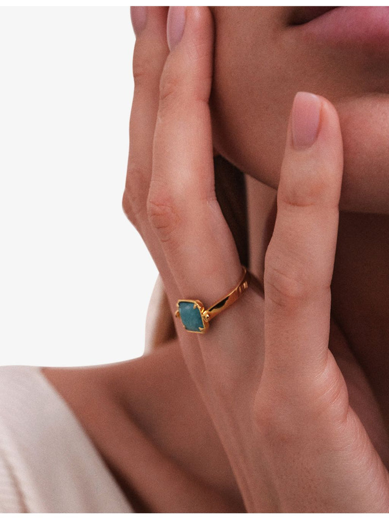 Astley Clarke mother-of-pearl and amazonite spinner ring (British brand)