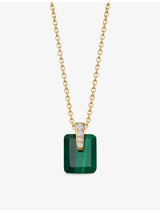 selfridges Astley Clarke Deco 18ct Yellow Gold Plated Sterling Silver Malachite and White Sapphire Necklace- Buy online at McGrocer