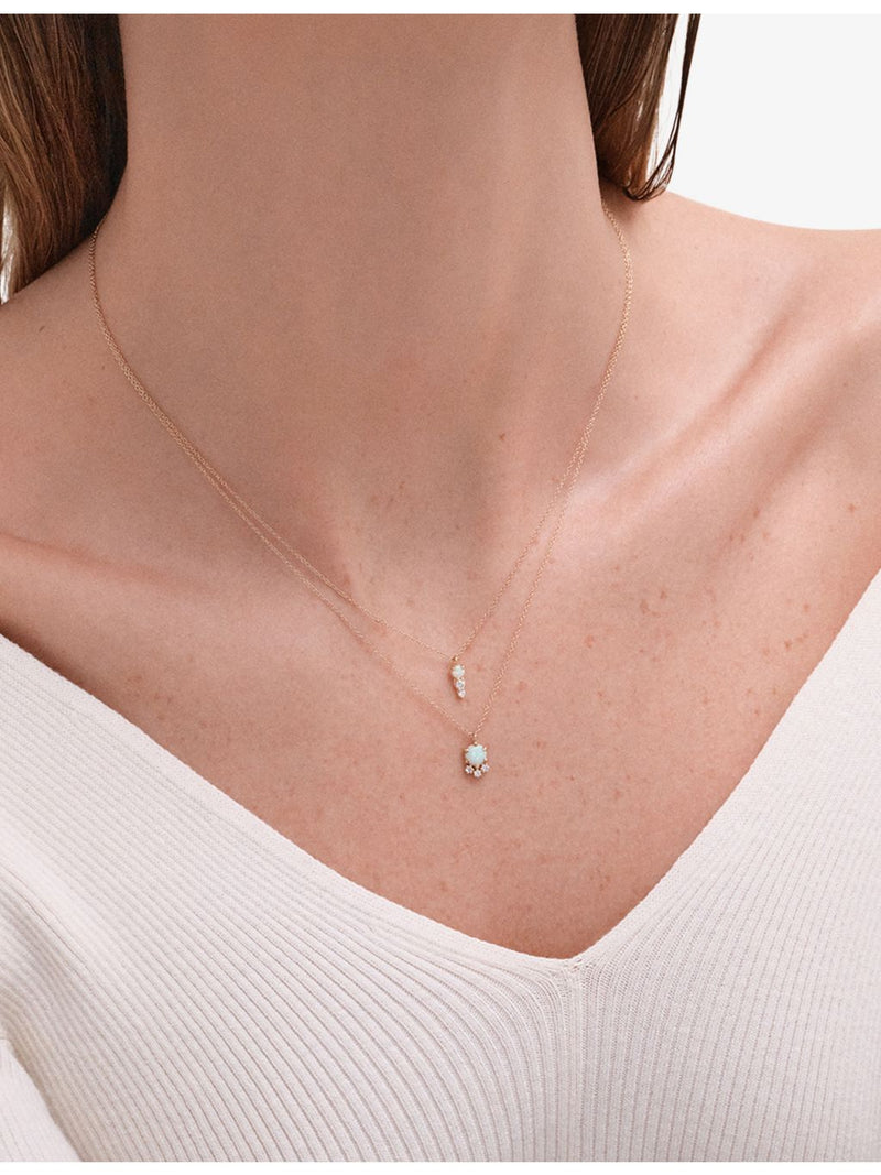 Astley Clarke 14ct gold opal lab-grown diamond pendant necklace (British brand)