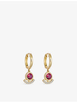 selfridges Astley Clarke Icon 14ct Yellow Gold Ruby and 0.055ct Lab-Grown Diamond Drop Huggie Earrings- Buy online at McGrocer