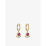 Astley Clarke 14ct yellow gold ruby drop huggies, UK version