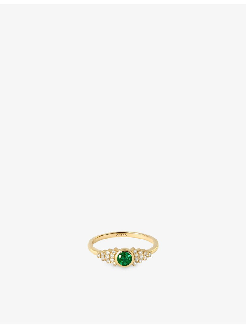 Astley Clarke yellow gold ring with emerald and lab-grown diamond - British product