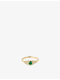 Astley Clarke yellow gold ring with emerald and lab-grown diamond - British product
