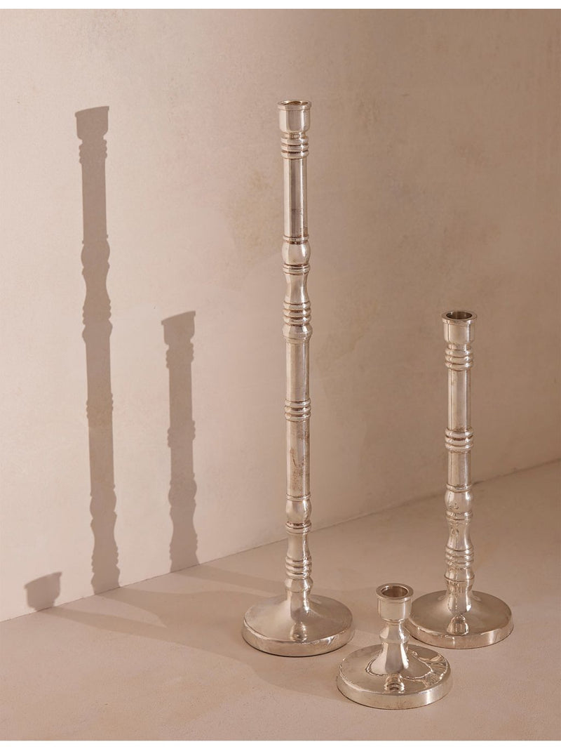 Soho Home Stiden silver-plated brass candleholder, 27cm - British product