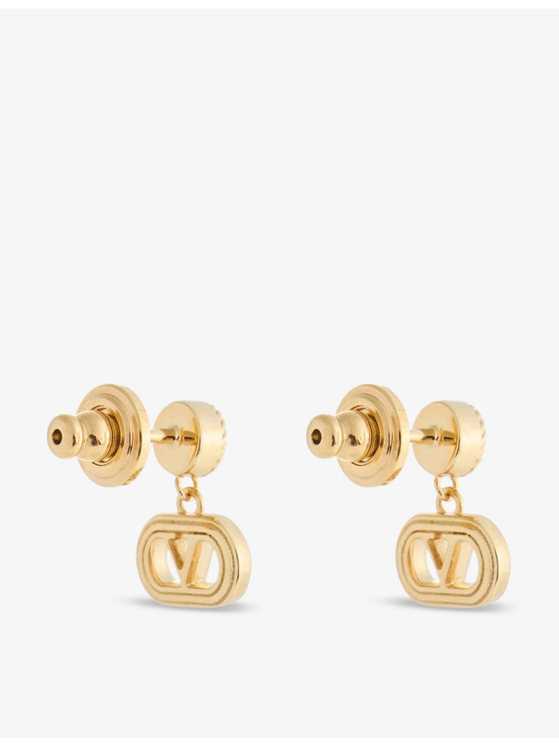Valentino Garavani Ovalette gold-plated crystal earrings 1.5cm (British brand)