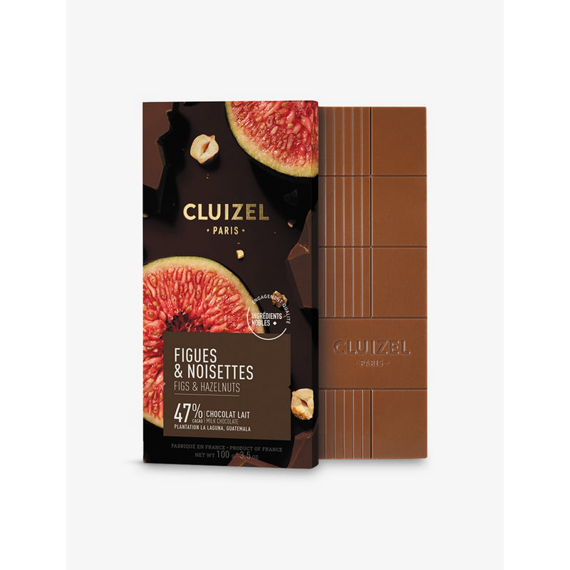 Michel Cluizel milk chocolate figs caramelised hazelnuts 100g, imported from the UK