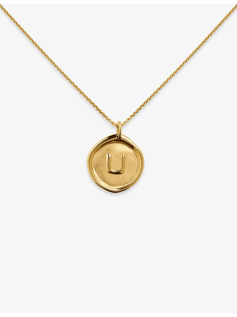 Monica Vinader 18ct yellow gold vermeil initial U necklace, UK version