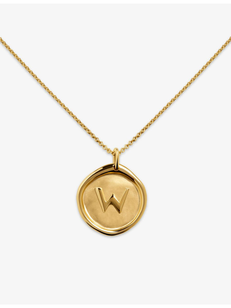 Monica Vinader Initial W necklace in 14ct yellow gold vermeil (British brand)